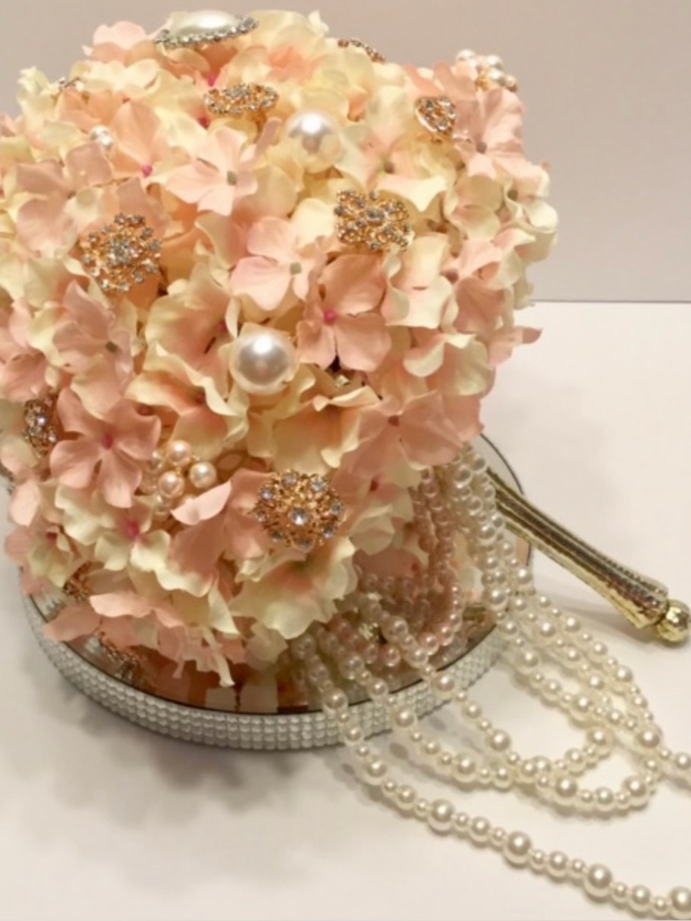 Elegant Pearl & Blush Pink Floral Bridal / Wedding Bouquet